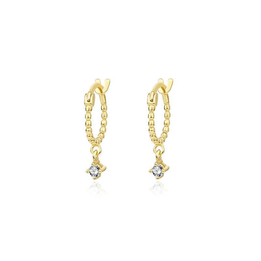 Round CZ 925 Sterling Silver Hoop Earrings
