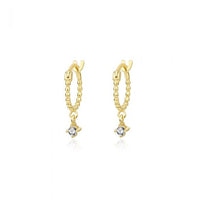 Round Crystal 925 Sterling Silver Hoop Earrings