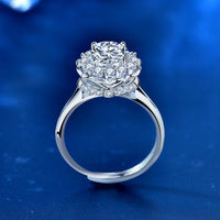 Round Moissanite Crystal Flower Adjustable Ring