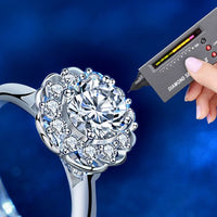 Round Moissanite Crystal Flower Adjustable Ring