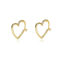 Classic Hollow Heart 925 Sterling Silver Hoop Earrings