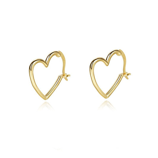 Classic Hollow Heart 925 Sterling Silver Hoop Earrings