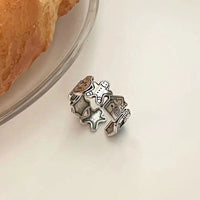 Vintage Graffiti Gingerbread Man Sterling Silver Adjustable Ring