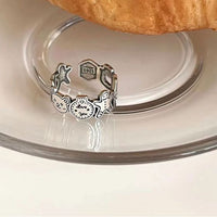 Vintage Graffiti Gingerbread Man Sterling Silver Adjustable Ring