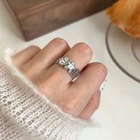 Vintage Graffiti Gingerbread Man Sterling Silver Adjustable Ring