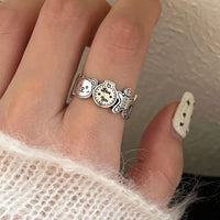 Vintage Graffiti Gingerbread Man Sterling Silver Adjustable Ring