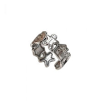 Vintage Graffiti Gingerbread Man Sterling Silver Adjustable Ring
