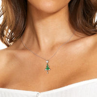 Festive Christmas Tree Enamel Pendant, S925 Sterling Silver