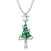 Festive Christmas Tree Enamel Pendant, S925 Sterling Silver