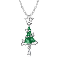 Festive Christmas Tree Enamel Pendant, S925 Sterling Silver