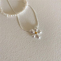 Daisy Flower Girl 925 Sterling Silver Necklace