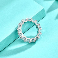 Round Crystal Rope Chain Sterling Silver Ring