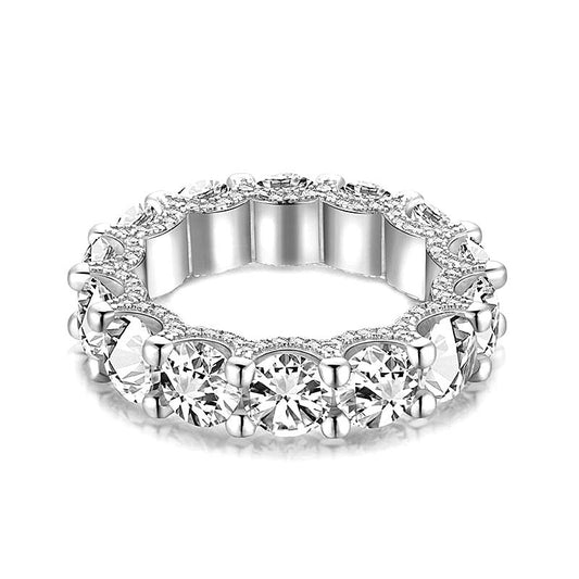 Round CZ Rope Chain Sterling Silver Ring