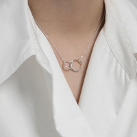 Irregular Double Circular Ring S925 Sterling Silver Necklace