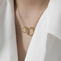 Irregular Double Circular Ring S925 Sterling Silver Necklace