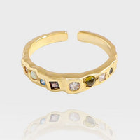 Colorful Geometry Crystal Open Ring in Sterling Silver