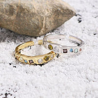 Colorful Geometry Crystal Open Ring in Sterling Silver