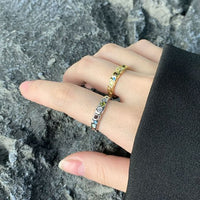 Colorful Geometry Crystal Open Ring in Sterling Silver