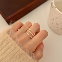 Three-Layer Twisted Cross Adjustable Ring