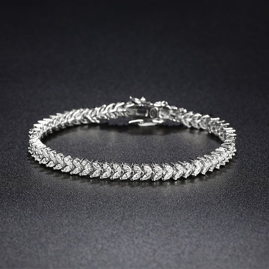 Ear of Wheat CZ Bracelet 925 Sterling Silver