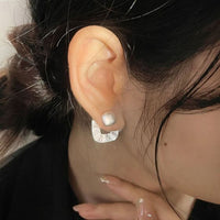 Holiday Geometry White Square Stud Earrings