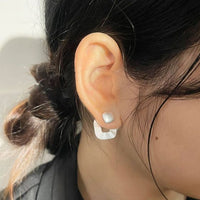 Holiday Geometry White Square Stud Earrings