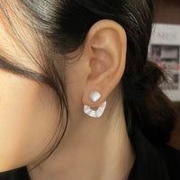 Holiday Geometry White Square Stud Earrings