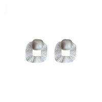 Holiday Geometry White Square Stud Earrings