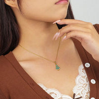 Green Crystal Christmas Tree Necklace