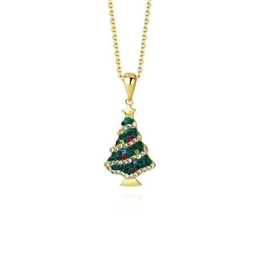 Green CZ Christmas Tree Necklace