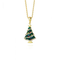 Green Crystal Christmas Tree Necklace