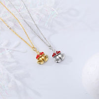 Red Bow-Knot Bell Pendant Necklace