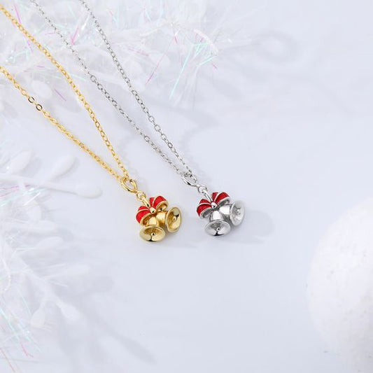Red Bow-Knot Bell Pendant Necklace