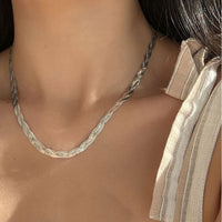Multilayer Woven Snake Bone 925 Sterling Silver Necklace