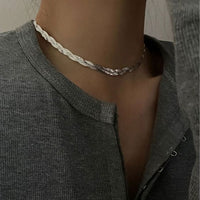 Multilayer Woven Snake Bone 925 Sterling Silver Necklace