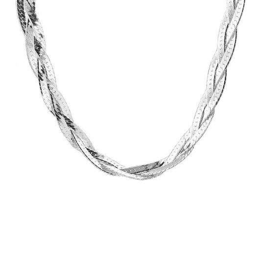 Multilayer Woven Snake Bone 925 Sterling Silver Necklace