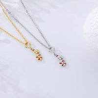 Candy Cane Pendant Necklace, 925 Sterling Silver