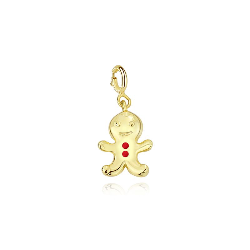 Gingerbread Man Pendant Necklace, 925 Sterling Silver