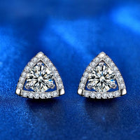 Triangle Moissanite Crystal Stud Earrings in 925 Sterling Silver