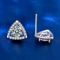 Triangle Moissanite Crystal Stud Earrings in 925 Sterling Silver