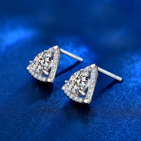Triangle Moissanite Crystal Stud Earrings in 925 Sterling Silver