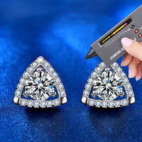 Triangle Moissanite Crystal Stud Earrings in 925 Sterling Silver
