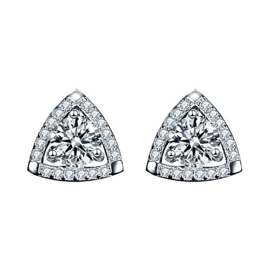 Triangle Moissanite CZ Stud Earrings in 925 Sterling Silver
