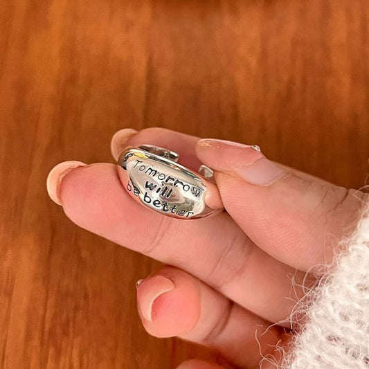 Vintage Tomorrow Will Be Better 925 Sterling Silver Adjustable Ring