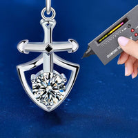 Promise Moissanite Shield and Crown Necklace