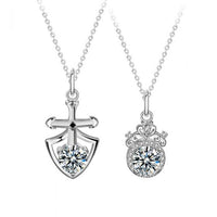 Promise Moissanite Shield and Crown Necklace