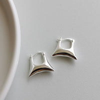 Irregular Square Bag Sterling Silver Hoop Earrings
