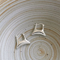 Irregular Square Bag Sterling Silver Hoop Earrings