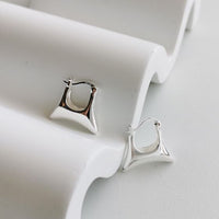 Irregular Square Bag Sterling Silver Hoop Earrings