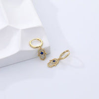 Hamsa Hand Cubic Zirconia Hoop Earrings, 18K Gold-Plated Sterling Silver